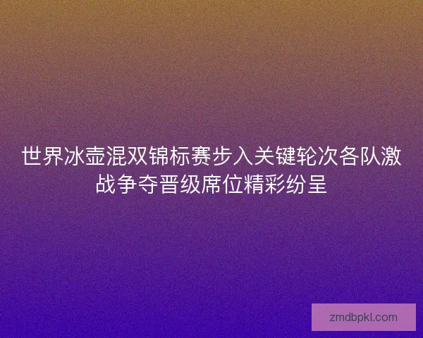 世界冰壶混双锦标赛步入关键轮次各队激战争夺晋级席位精彩纷呈